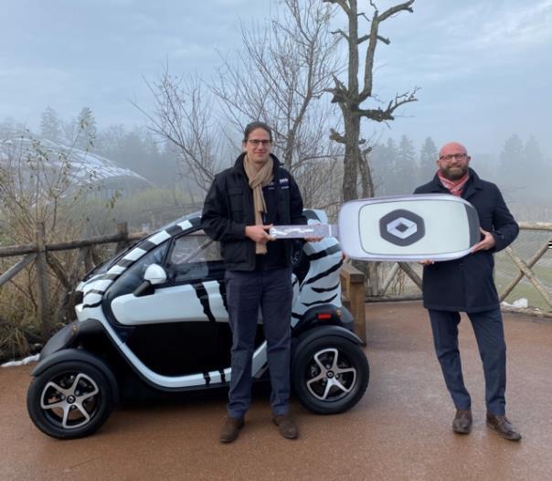 Zuwachs im Zoo Zürich: Renault Twizy im Zebra-Look